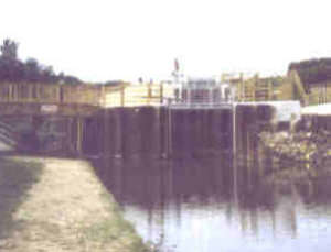 Looking up the flight of three locks from the lower basin